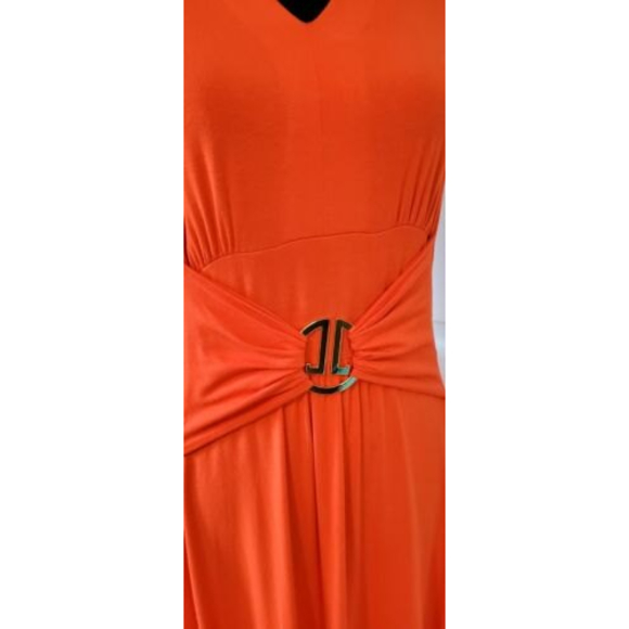 Liz Lange Maternity Womens M Orange Sleeveless V-Neck Stretchy Maternity Dress - Picture 4 of 7